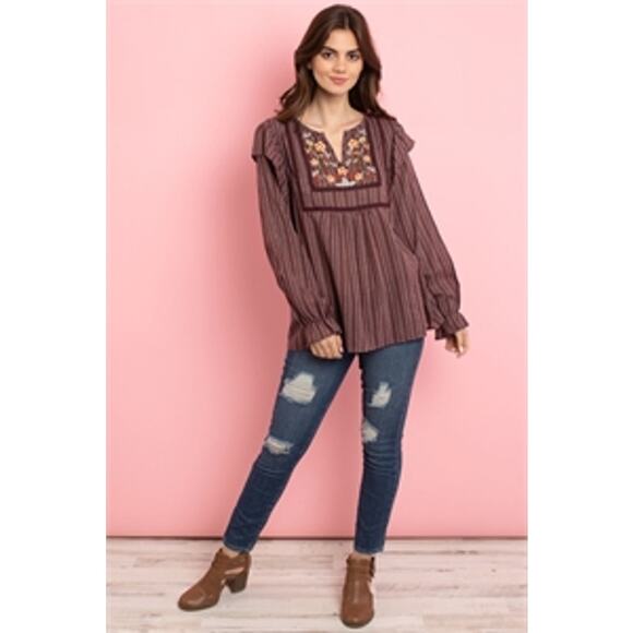 Boho Long Sleeve Top NWT Floral Small - Picture 8 of 8